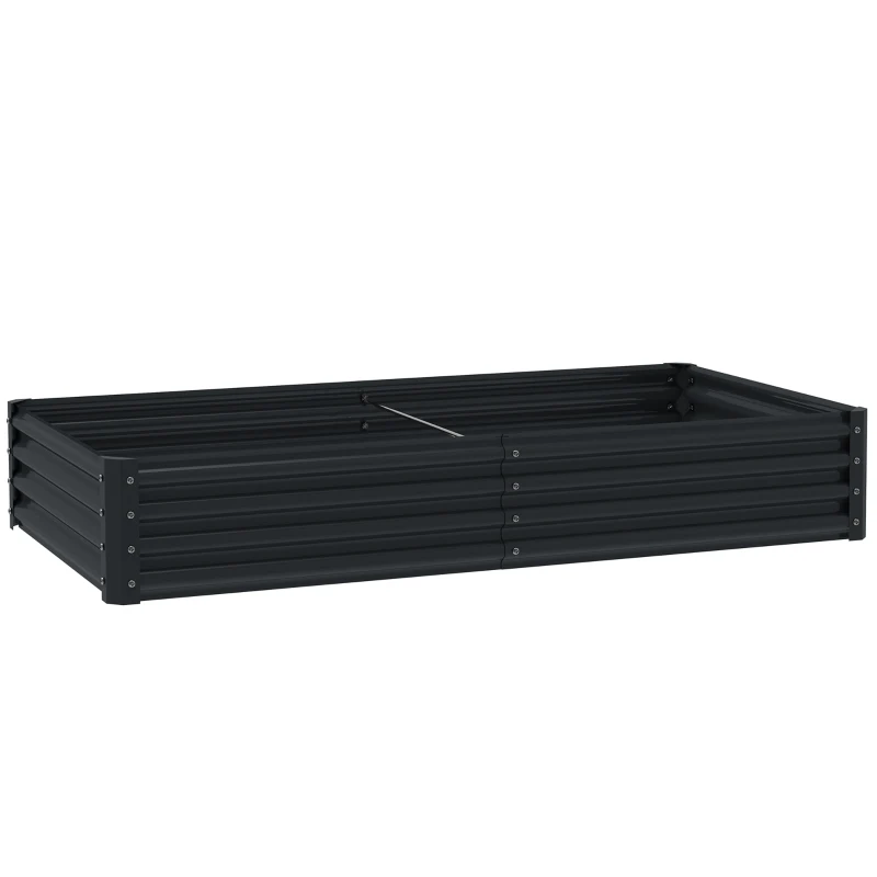 Outsunny Jardinera Elevada Rectangular de Acero Galvanizado para Cultivar Plantas Flores Hierba 180x90x30 cm Gris Oscuro