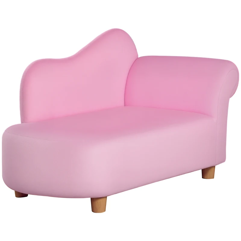 HOMCOM Fauteuil canapé méridienne pour enfant effet velours - 80 x 40 x 49 cm rose