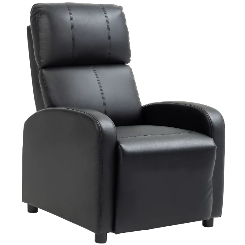 HOMCOM Relaxsessel Ruhesessel Fernsehsessel Sessel mit Liegefunktion Kunstleder (Schwarz)