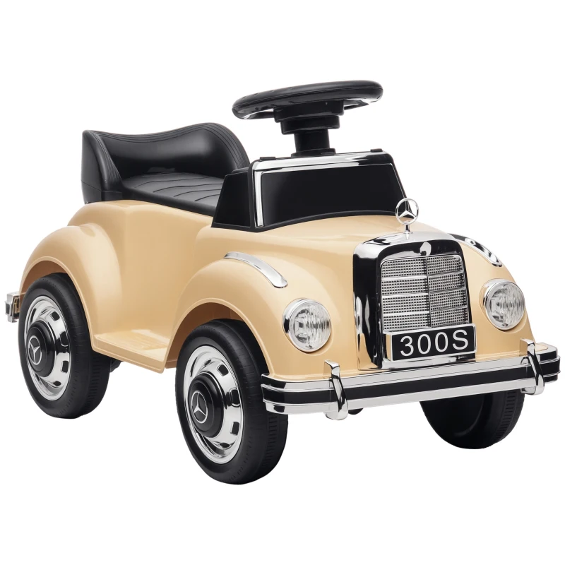 AIYAPLAY Porteur Enfants Voiture Licence Mercedes-Benz 300S 18-48 mois coffre rangement sous le siège beige