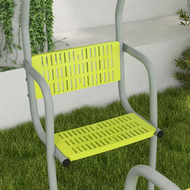 Outsunny leagăn portic 3 în 1 pentru copii, cu 2 locuri față în față și 1 scaun de leagăn, greutate maximă 225 kg, verde