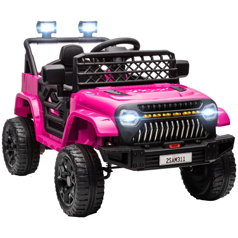 AIYAPLAY, mașină electrică 4x4 copii, telecomandă 2,4 GHz, 2 motoare 12 V, viteză reglabilă, muzică, lumini LED, negru