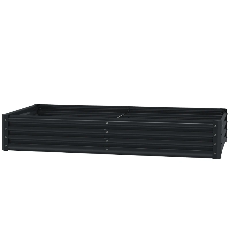 Outsunny Jardinera Elevada Rectangular de Acero Galvanizado para Cultivar Plantas Flores Hierba 180x90x30 cm Gris Oscuro