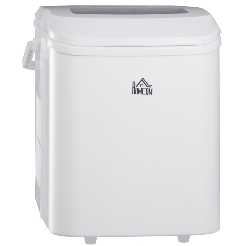 HOMCOM Machine à glaçon portative capacité réservoir eau 1,5 L autonettoyante pelle à glace et panier inclus jusqu'à 12kg/24h PP acier blanc