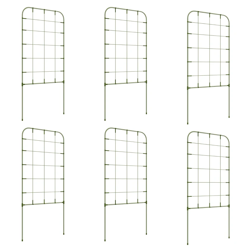 Outsunny Rankgitter-Set, 6 Metallspaliere für Kletterpflanzen, Stahl, 40 x 90 cm, Grün