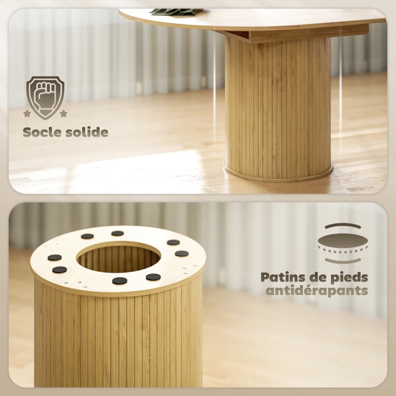 HOMCOM Table à manger extensible, table de cuisine, pour 6 à 8 personnes, 110-150 x 75 cm, effet bois naturel