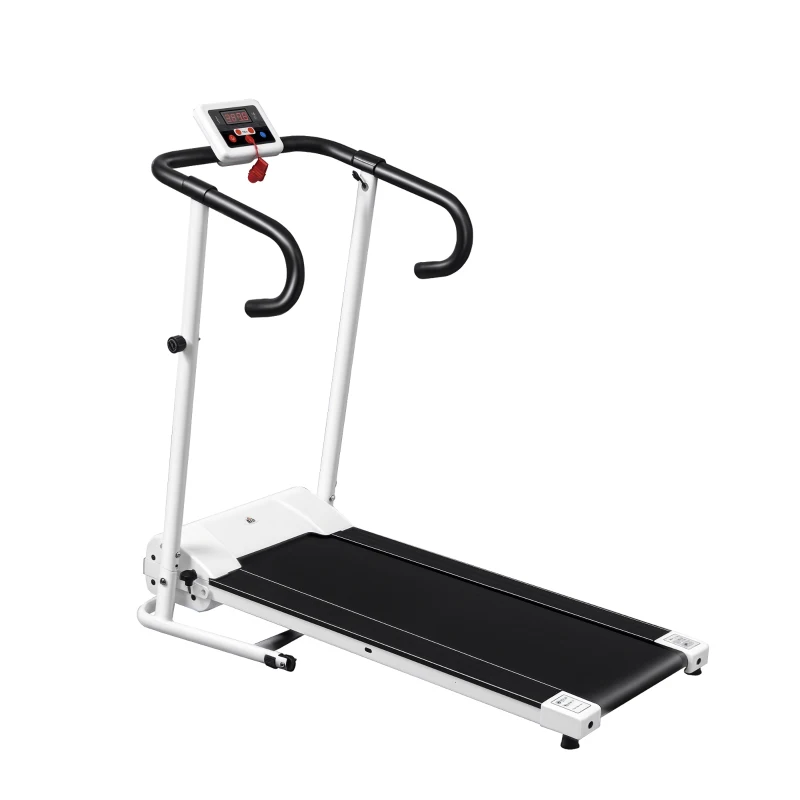 HOMCOM Cinta de Andar Plegable Cinta de Correr Eléctrica Velocidad de 1-10km/h con Pantalla LCD y Carga Máx. 110 kg para Fitness Hogar Oficina 125x61x118 cm Blanco y Negro