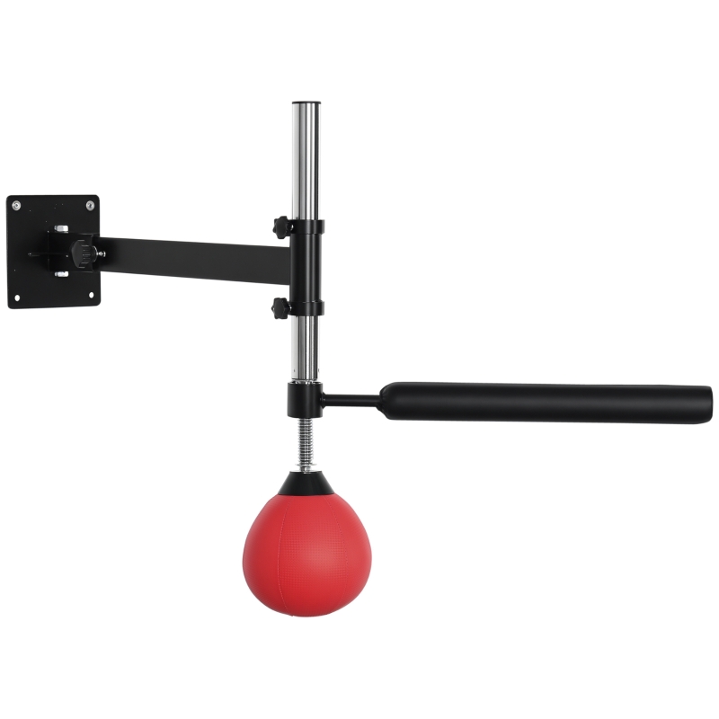 HOMCOM Pară de Viteză pentru Box și MMA cu Înălțime Reglabilă și Tijă, 79x72x20 cm, Roșu