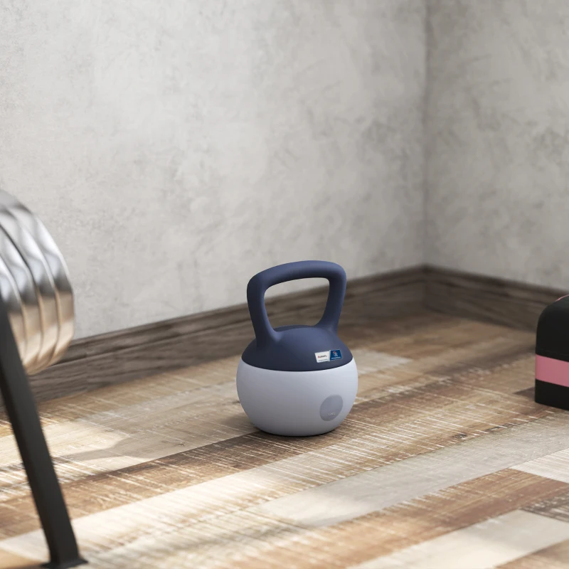 Kettlebell 10kg - Collaboration Aosom.fr x FFHandball - haltère avec poignée antidérapante, gris et bleu