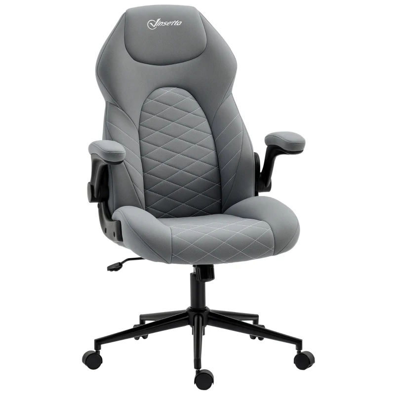 Vinsetto Sedia da Ufficio Ergonomica e Reclinabile ad Altezza Regolabile, 65.5x69.5x112-122 cm, Grigio Chiaro