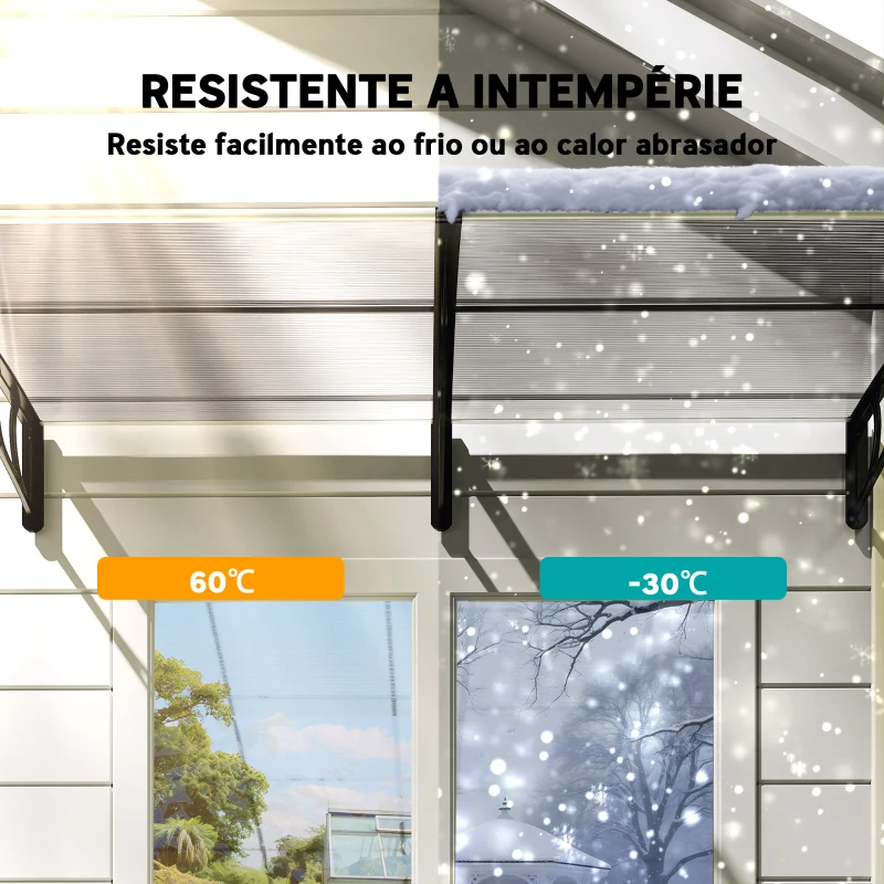 Outsunny Marquise de Proteção 200x96 cm Marquise Exterior para Portas e Janelas contra o Sol e Chuva com Suporte de PP Policarbonato Transparente