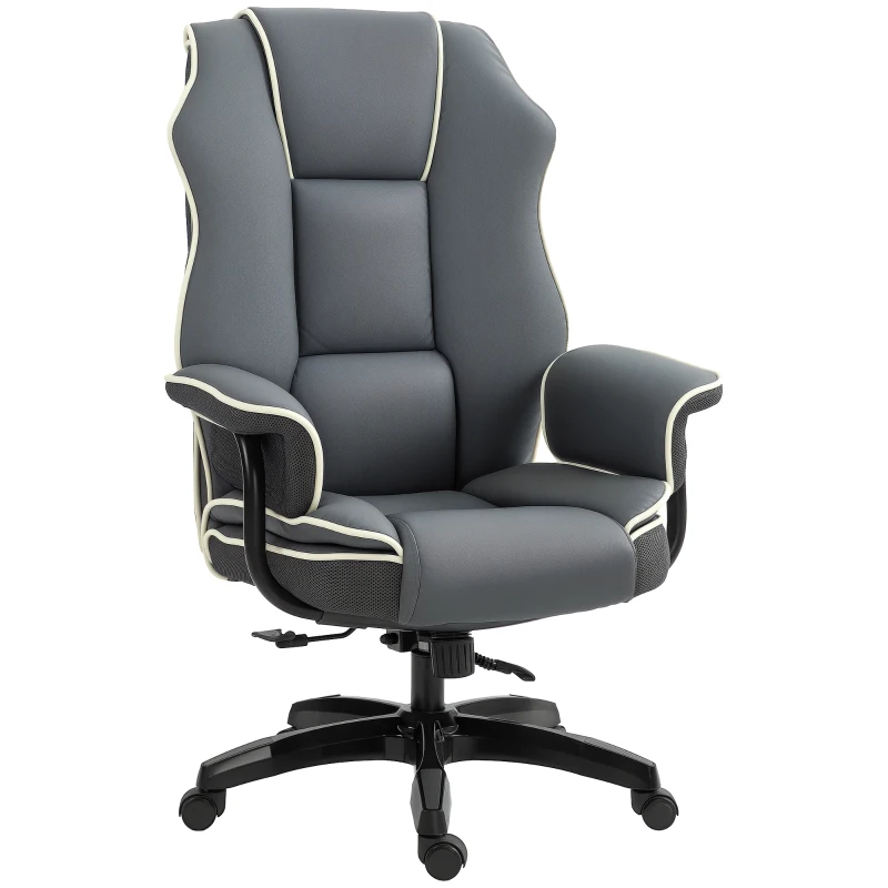 Vinsetto Ergonomischer Bürostuhl, extra gepolstert, Liegefunktion, Kunstleder, 76x80x118-124 cm, Dunkelgrau