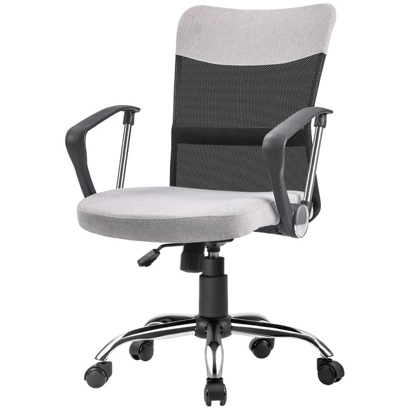 Vinsetto Fotoliu de Birou din Material Textil Gri Rotativ si Ergonomic