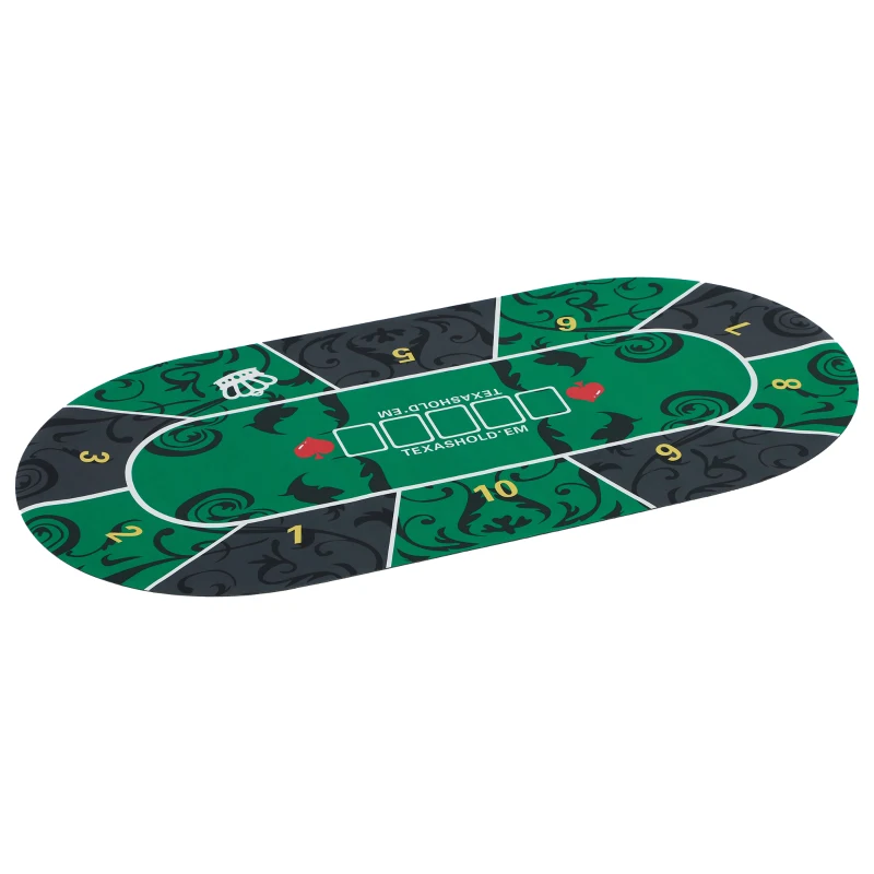 SPORTNOW Tapis de poker dessus de table de poker jusqu'à 10 joueurs sac de transport inclus 180 x 90 x 0,5 cm vert et noir