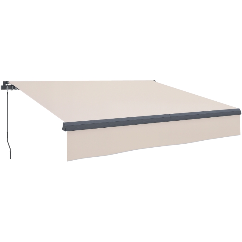 Outsunny Toldo Retrátil Manual para Jardim Ajustável com Manivela Proteção UV Estrutura de Metal e Alumínio 295x200 cm Creme