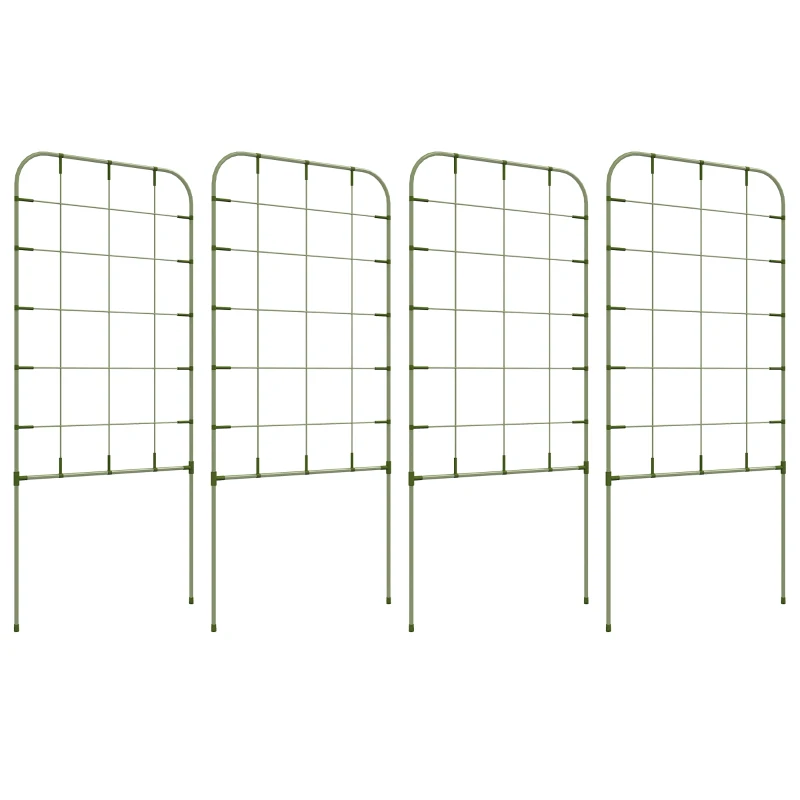 Outsunny Conjunto de 4 Treliças de Jardim Suportes para Plantas Trepadeiras com Estrutura de Aço para Frutas Flores 40x90 cm Verde