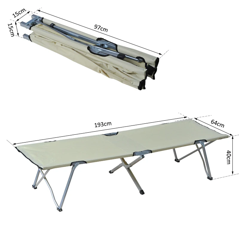 Outsunny Campingbett Feldbett Klappbett Liege inkl. Tasche 193x64x40cm (Beige)