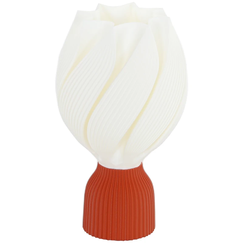 HOMCOM Lámpara de Mesa LED 3D con Diseño de Pétalos Luz Cálida para Mesita de Noche y Escritorio Ø16,5x28 cm Blanco y Teja