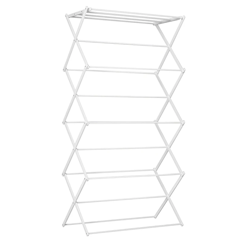 HOMCOM Wäscheständer faltbar 8-stufiger Trockengestell Turmtrockner Turmwäscheständer Trockenständer Metall Kunststoff Weiß 74 x 35 x 144 cm