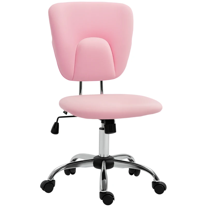 Vinsetto Silla de Oficina Giratoria con Altura Ajustable y Función Basculante para Escritorio Estudio 50x54x87,5-96,5 cm Rosa