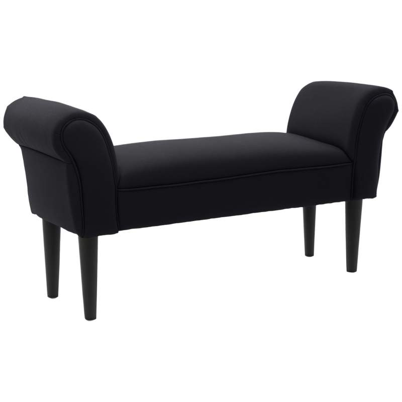 HOMCOM Banc Entrée Bout de Lit Rembourré pour Chambre à Coucher, Tissu à Voile, Noir, 102 x 36 x 51 cm