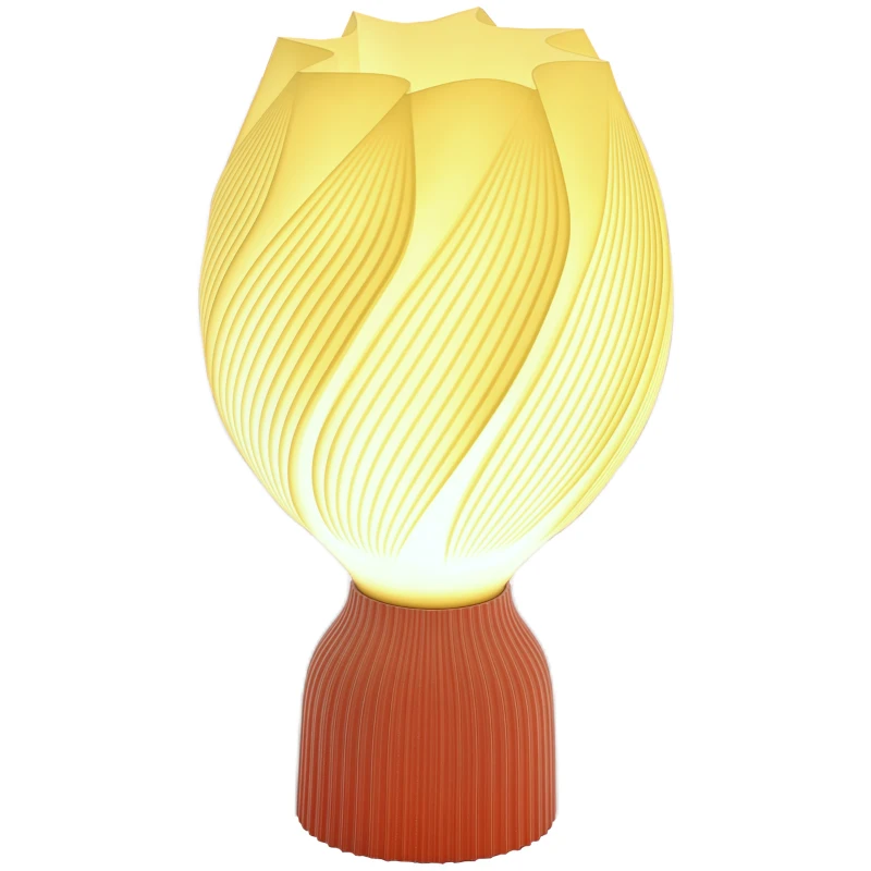 HOMCOM Candeeiro de Mesa com Ecrã de Impressão 3D Candeeiro de Mesa com Desenho de Pétalas com Luz Quente Ø16,5x28 cm Branco
