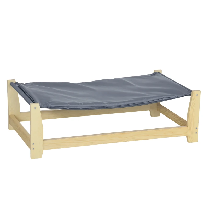 PawHut Cama Elevada para Cães Cama Elevada para Animais de Estimação Pequenos e Médios com Almofada Lavável Carga Máxima 15kg para Interior Exterior 90x50x28cm Cinza