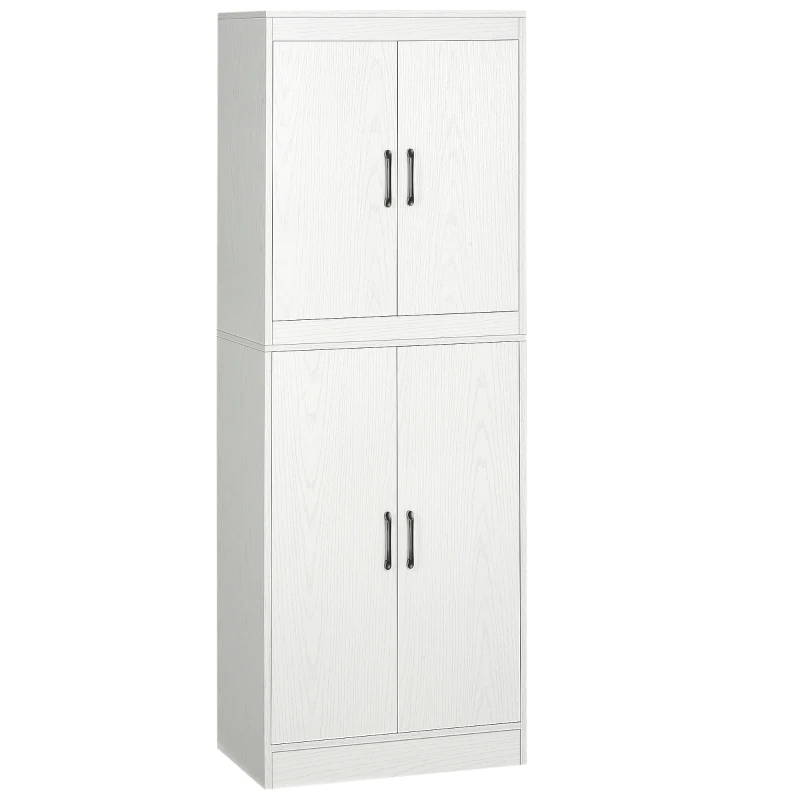 HOMCOM Alacena de Cocina Mueble Auxiliar con 4 Puertas y 5 Estantes Abiertos 60x36x168 cm Blanco