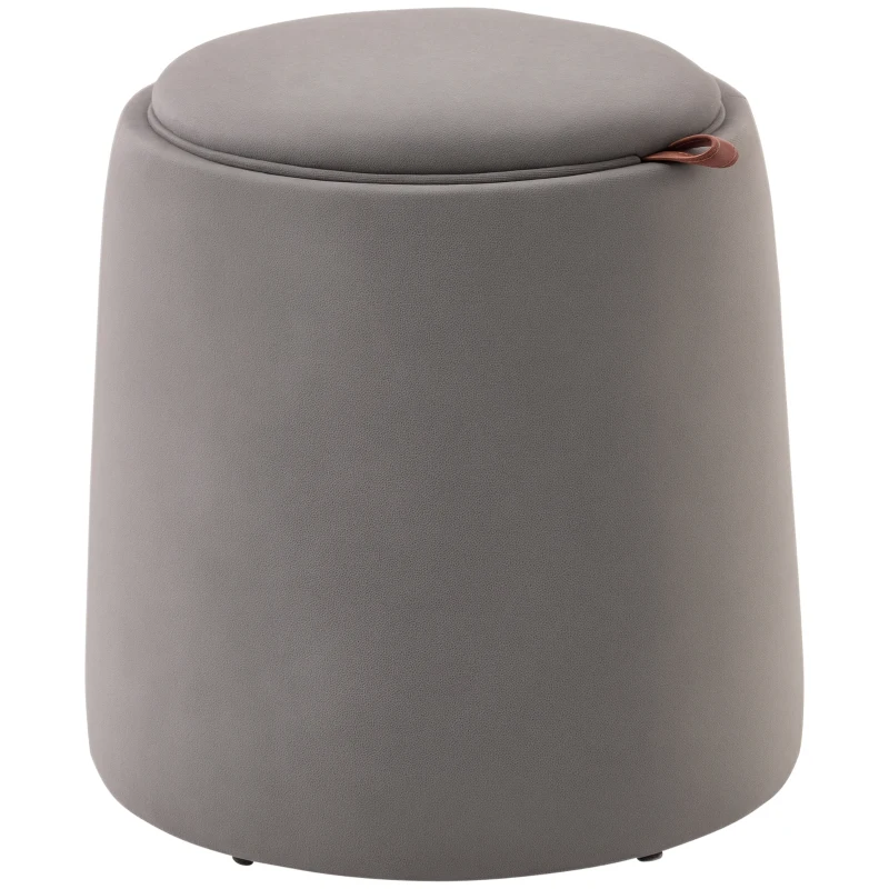HOMCOM 2-in-1 Hocker in Samtoptik inklusive Stauraum und abnehmbaren Deckel Φ44 cm x 47,5 cm Grau