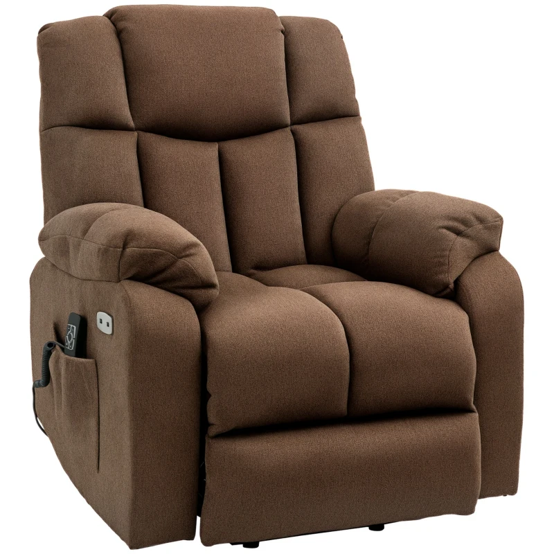 HOMCOM Aufstehsessel mit Liegefunktion und Fernbedienung 92 x 95 x 107 cm, Braun