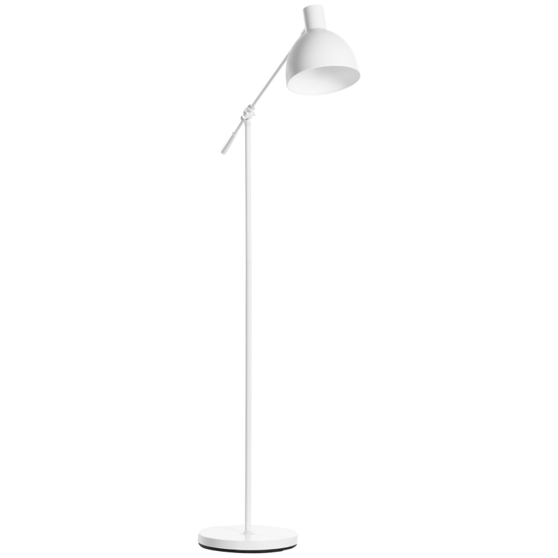 HOMCOM Candeeiro de Pé Estilo Industrial Lâmpada E27 Máx. 40W com Mastro Flexível Ecrã Giratório 90° Ø30x131-155cm Branco
