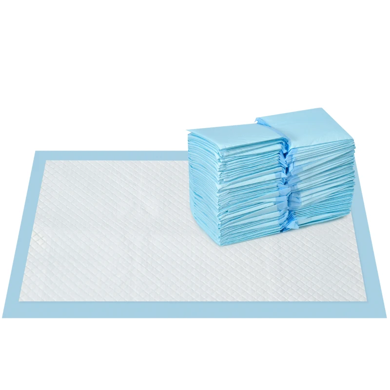 PawHut Empapadores para Perros 100 Unidad 45x30 cm Diseño de 6 Capas con Superficie de Secado Rápido a Prueba de Fugas Azul
