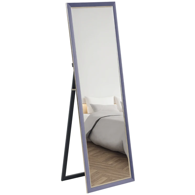 HOMCOM Espejo de Cuerpo Entero 150x50 cm con Marco en Terciopelo y Soporte para Salón Dormitorio Gris