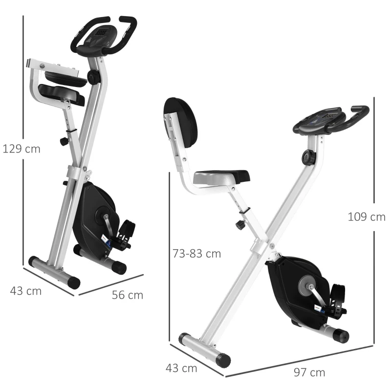 Vélo d'appartement pliable - Collaboration Aosom.fr x FFHandball - 8 niveaux de résistance, dossier selle réglable, gris