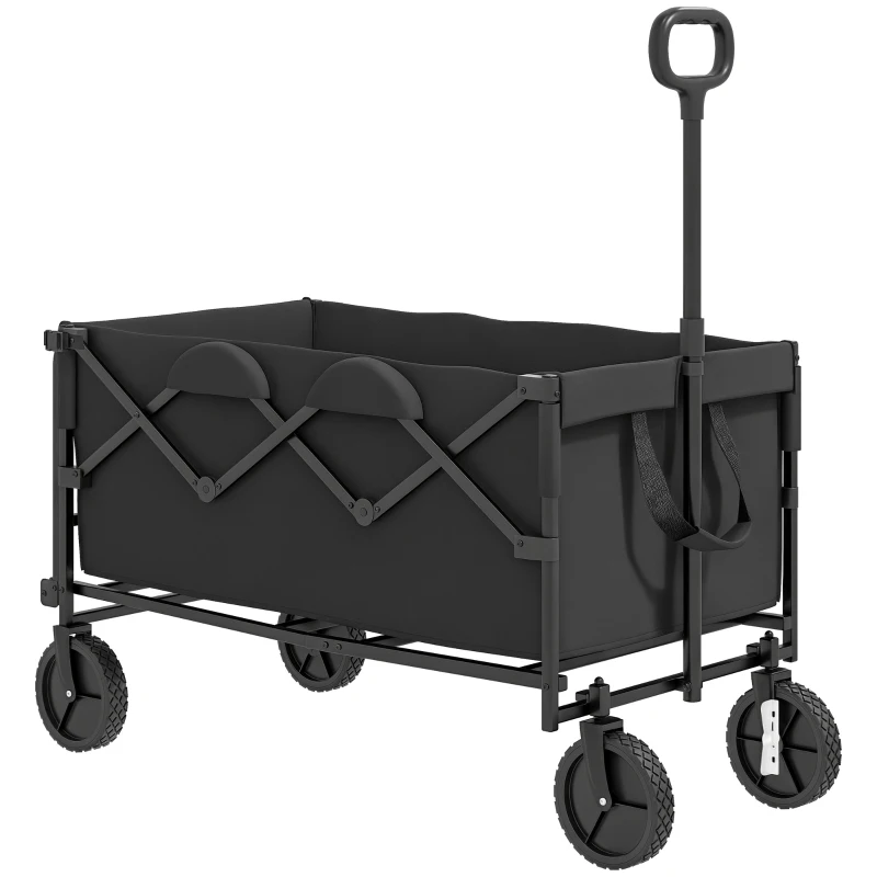 Outsunny Gartenwagen 100 kg belastbar klappbar Erweiterter Transportwagen mit herausnehmbare Plane Schwarz