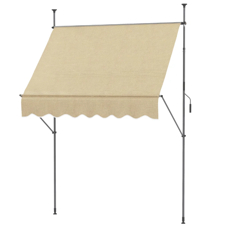 Outsunny Toldo Manual Retráctil con Manivela 200x120x210-300 cm con Altura Ajustable Impermeable y Anti-UV Beige