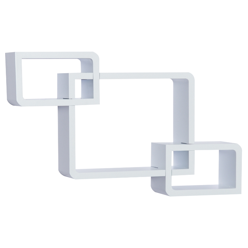 HOMCOM Estante de Pared Juego de 3 Estantes Estantería para Libro CDs Baldas Flotantes Decorativo Cubos Retros Blanco