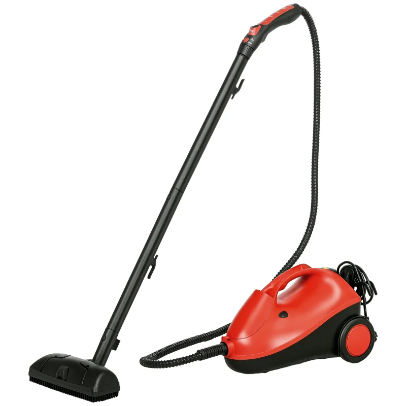 HOMCOM Máquina de Limpeza a Vapor 4 Bares Potência 2000W Multiusos Depósito 2L Autonomia 35 min com 16 Acessórios 40x24x27,2 cm Vermelho