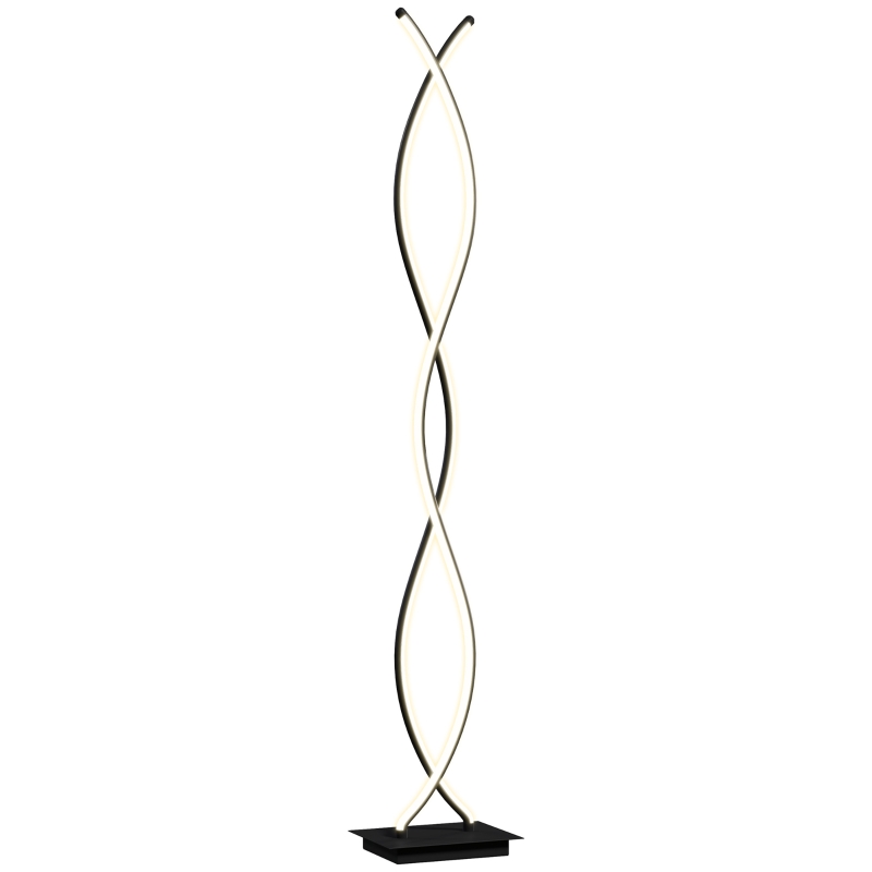 HOMCOM Lampadar de salon pe picior, lampadar de salon cu 3 niveluri de luminozitate reglabile cu dublă spirală și comutator de picior, negru