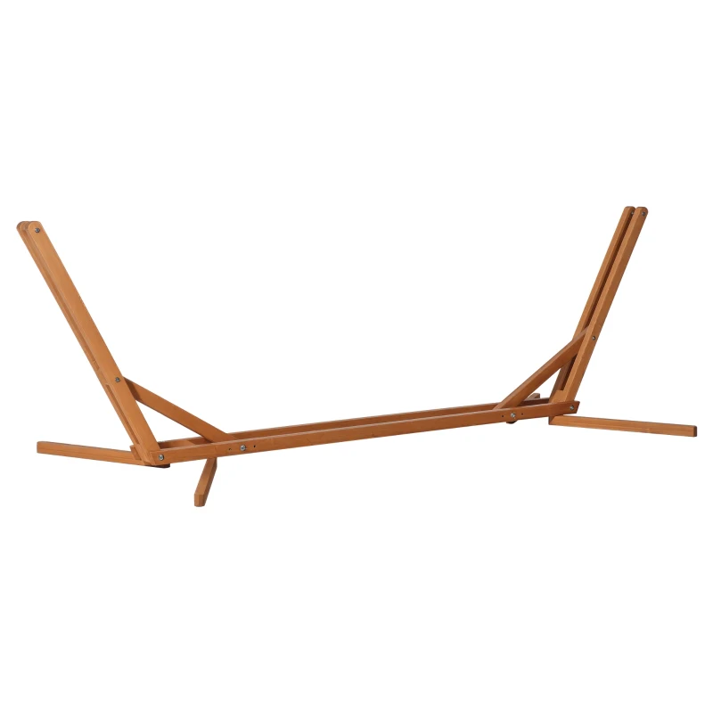 Outsunny Supporto per Amaca Sospesa Regolabile su 3 Livelli, Pieghevole e Portatile, in Legno, 388x120x89 cm