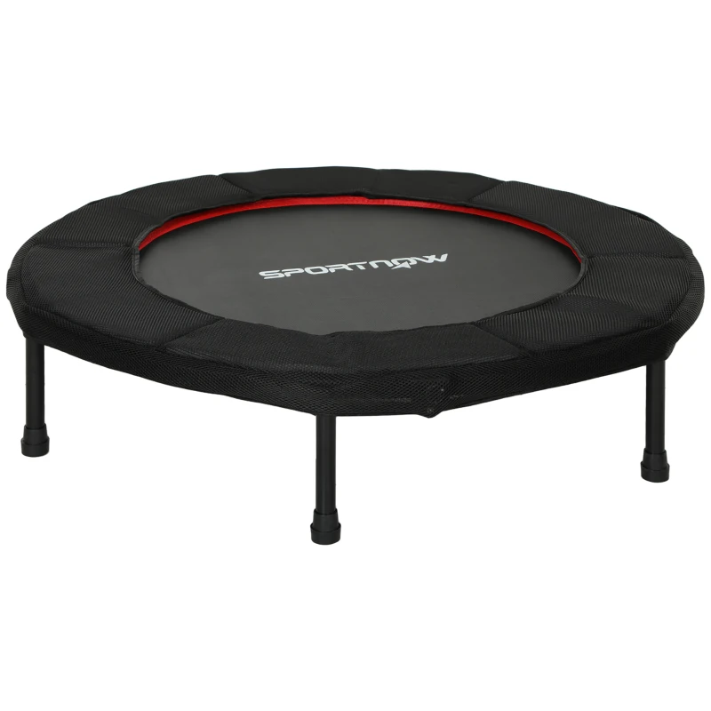 SPORTNOW Trampolín de Fitness Ø102 cm Cama Elástica Plegable con Marco de Acero Antideslizantes Carga 100 kg Rojo
