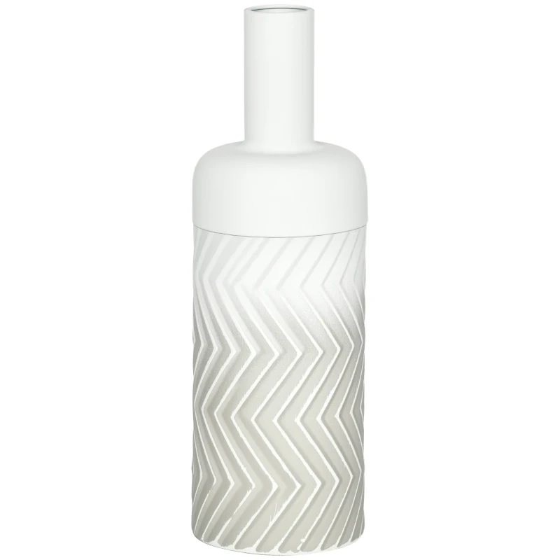 HOMCOM Vaso para Flores de Metal Vaso Decorativo para Flores Moderno com Textura 3D  Ø15x45,5 cm Cinza