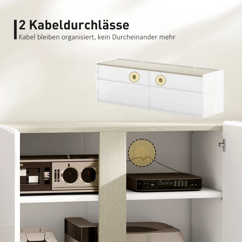 HOMCOM TV-kast voor 65-inch televisie, televisiekast met soft-close deuren, aanpasbare planken, kabeldoorvoeren, voor woonkamer, Wit(m-7)