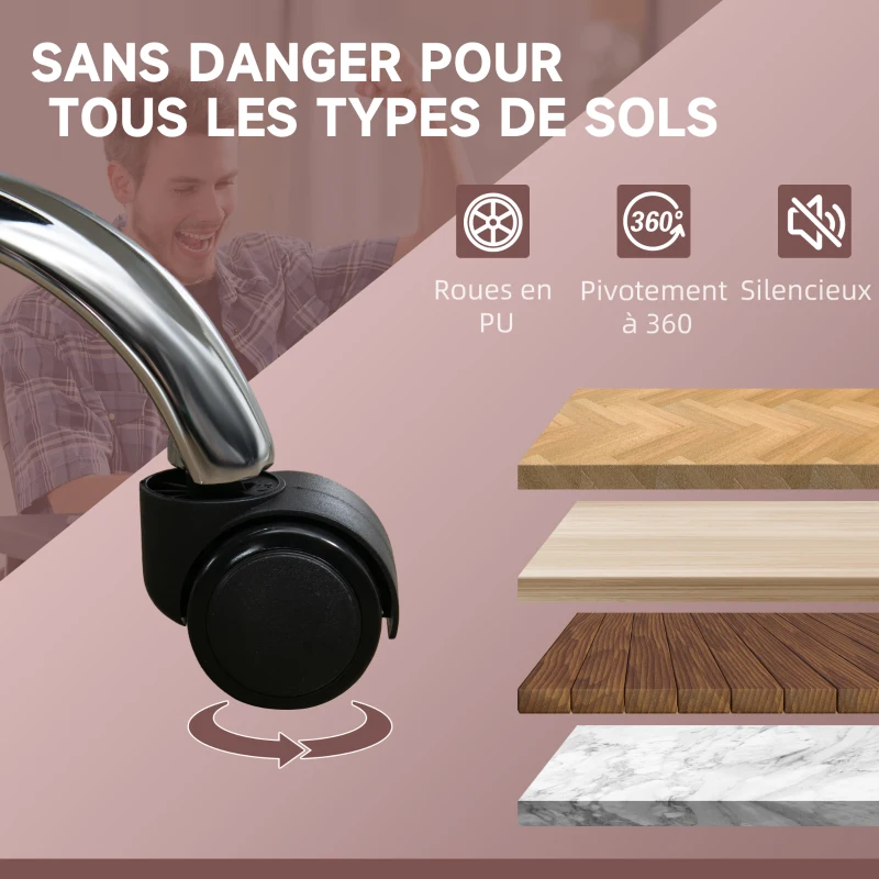 Vinsetto Fotoliu de birou cu masaj si incalzire inaltime reglabila spatar inclinabil telecomanda suport pentru picioare retractabil roz