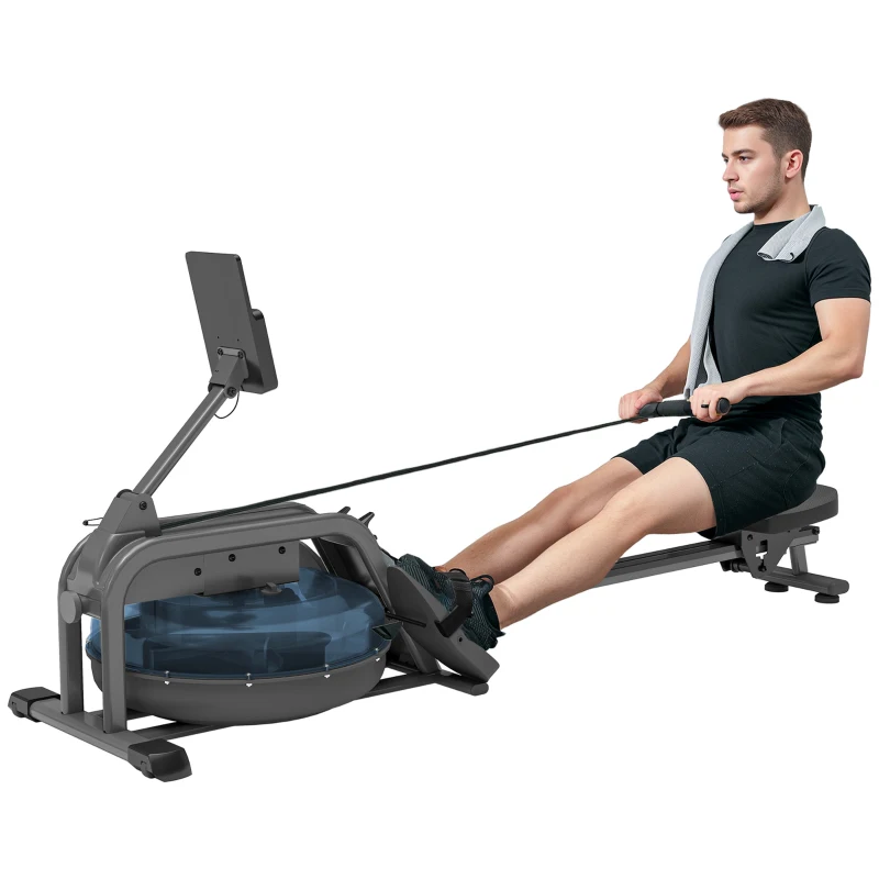 SPORTNOW Rameur pe apă rameur de fitness pentru apartament 6 nivele de rezistență, depozitare verticală, roți, 180x52x76cm negru