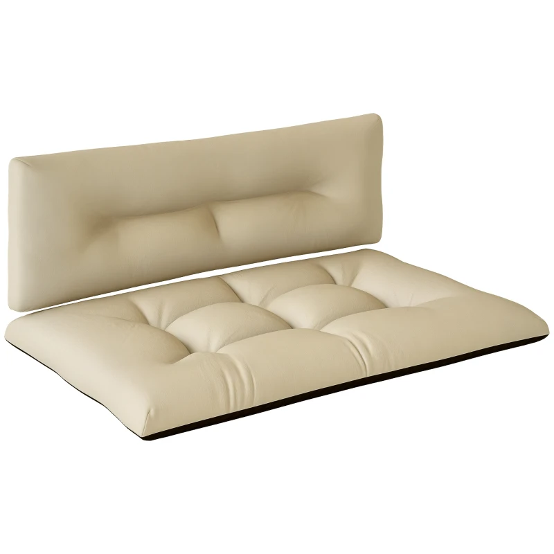 Outsunny Palettenkissen 2er Set Sitzkissen Palettenpolster mit Getuftetem Design Rückenlehne 120 x 77 x 10 cm Beige
