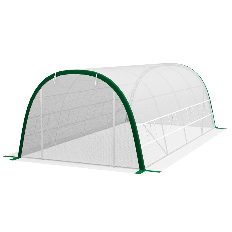 Outsunny Seră de Grădină Tunnel 18 m² dim. 6L x 3l x 2H m, 8 ferestre, Ușă cu fermoar rulabil, Oțel galvanizat, preț PE, Alb