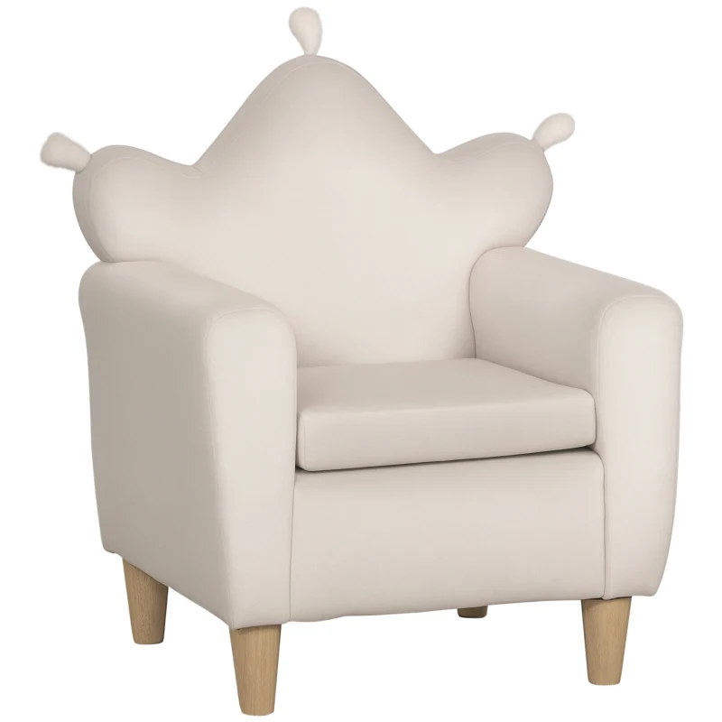 HOMCOM Kindersessel für Kinder 3-5 Jahre, weicher Stoffbezug, Rahmen aus Eukalyptusholz, 50 x 42 x 58cm, hellrosa