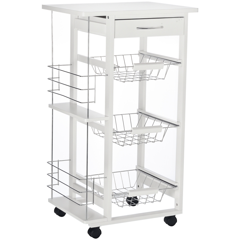 COSTWAY Carrello da Cucina con Ruote, Carrello Portaoggetti con Piano