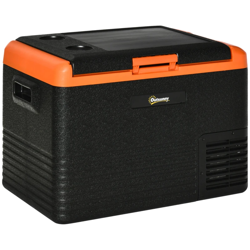 Outsunny Răcitor electric portabil 40L, frigider congelator cu mânere, 58,7L x 36,5l x 43,8Î cm portocaliu și negru